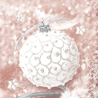 Serviettes 33x33 cm - Pearl Bauble with Feathers