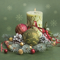 Салфетки 33x33 см - Ornate Candle & Bauble Composition