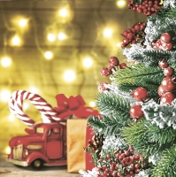 Tovaglioli 33x33 cm - Cozy Scene with Christmas Lights