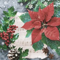 Napkins 33x33 cm - Festive Poinsettia with Hollyberry