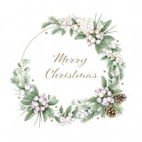 Servietten 33x33 cm - Elegant Mistletoe Wreath