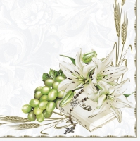 Serwetki 33x33 cm - Prayer Book with Lilies and Grapes