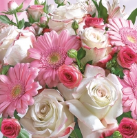 Serviettes 33x33 cm - Gerberas & White Roses