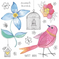 Serviettes 33x33 cm - Sweet Birds