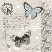 Napkins 33x33 cm - Butterflies Postcard