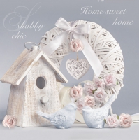 餐巾33x33厘米 - Shabby Chic with Birdhouse