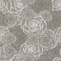 Serviettes 33x33 cm - Graphic Roses Pattern Grey pearl effect