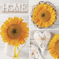 Serviettes 33x33 cm - Sunflowers Collage with Hearts