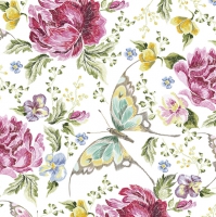 餐巾33x33厘米 - Embroidery Flowers and Butterflies