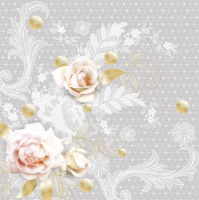 餐巾33x33厘米 - Graphic Grey Lace with Roses