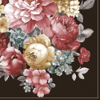 Serviettes 33x33 cm - Bunch of Flowers with Mandala Dark Claret