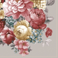 Napkins 33x33 cm - Bunch of Flowers with Mandala Warm Grey