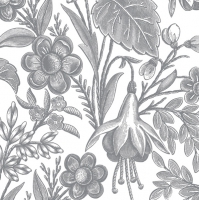 Napkins 33x33 cm - Floral Illustration Silver