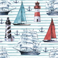 Serwetki 33x33 cm - Watercolour Sailing Motifs