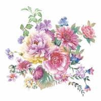Serviettes 33x33 cm - Watercolour Flowers Arrangement
