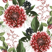 Napkins 33x33 cm - Burgundy Dahlia Flowers