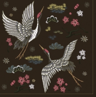 Napkins 33x33 cm - Embroidered Cranes