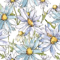 Servietten 33x33 cm - Watercolour Blue Margerites