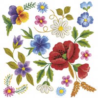 Napkins 33x33 cm - Mix of Embroidered Flowers