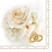 Салфетки 33x33 см - Wedding Rings & White Rose