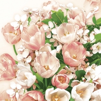 Napkins 33x33 cm - Pink Tulips & Cherry Blossom