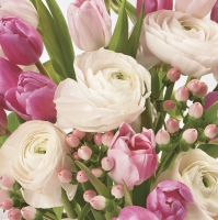 Napkins 33x33 cm - Pastel Pink Flowers