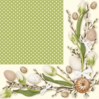 Napkins 33x33 cm - Green Frame with Easter Motifs
