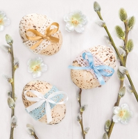 Napkins 33x33 cm - Ribbon Eggs with Catkins