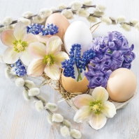 Servietten 33x33 cm - Eggs with Spring Flowers