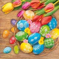 餐巾33x33厘米 - Colourful Easter Eggs in Basket