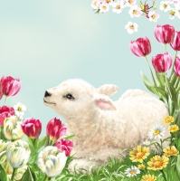 Napkins 33x33 cm - Lamb on Flower Meadow