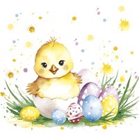 Napkins 33x33 cm - Watercolour Chick in Eggshell