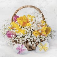 Servilletas 33x33 cm - Flowers Basket with Ribbon Eggs
