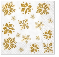 Napkins 25x25 cm - Glitter Snowflakes