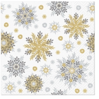 Servietten 33x33 cm - Snowflakes silver 