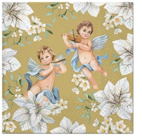 Napkins 33x33 cm - Angels in Flowers gold