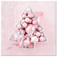 Салфетки 33x33 см - Pink Baubles Tree