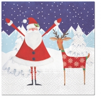 Serviettes 33x33 cm - Santa with Deer