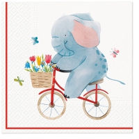 餐巾33x33厘米 - Elephant on Bike