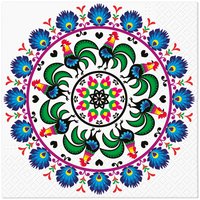 Napkins 33x33 cm - Rooster Circle Folk
