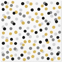 Serviettes 33x33 cm - Confetti dots gold-black