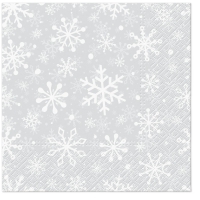 Servietten 33x33 cm - Christmas Snowflakes silver