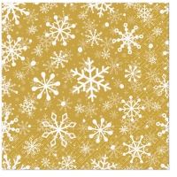 Салфетки 33x33 см - Christmas Snowflakes gold