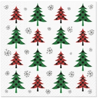 Servilletas 33x33 cm - Christmas Tree Check red and green
