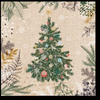Servietten 33x33 cm - Vintage Christmas Tree