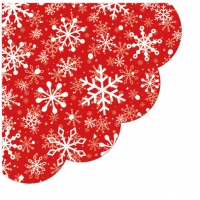 Napkins - Round - Christmas Snowflakes light red