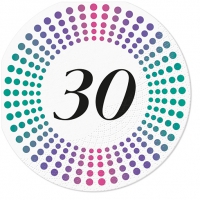Serwetki - okrągłe - Rainbow Dots Violet 30 violet