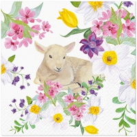 Napkins 33x33 cm - Lamb in Flowers