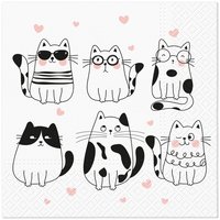 Napkins 33x33 cm - Meow Hearts