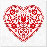 Servilletas 33x33 cm - Folk Embroidery Heart